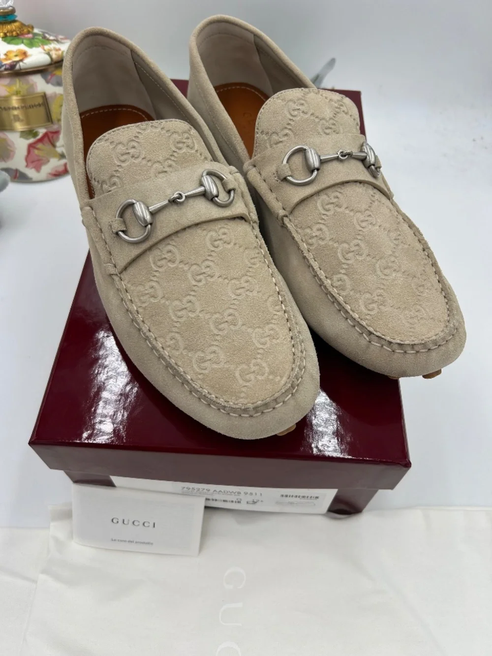 Men’s Gucci Byorn GG Suede Driver Loafers. Size 12.5 fits 13. Made in Italy.